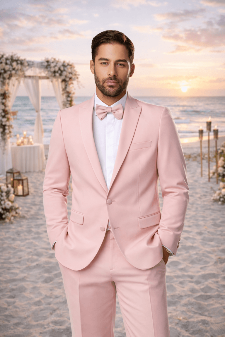 costume invité mariage homme rose dax élégant été