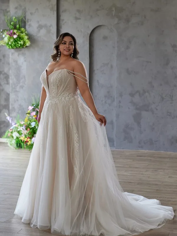Robe de mariée princesse Freya – Robe princesse en tulle avec bustier élégant et perles – Maison Preciosa, boutique mariage à Dax (Landes)