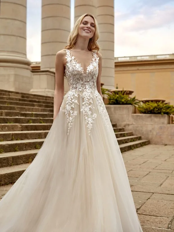 Robe de mariée Isadora princesse bohème tulle dentelle – Maison Preciosa Dax