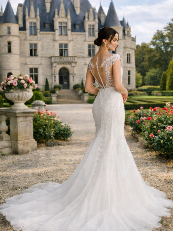 robe de mariée sirène dax theia dentelle dos illusion élégante