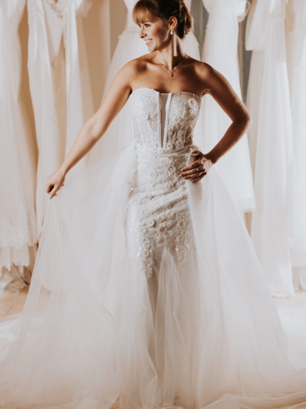Robe de mariée Tiaré 2 en 1 sirène jupe amovible – Maison Preciosa Dax