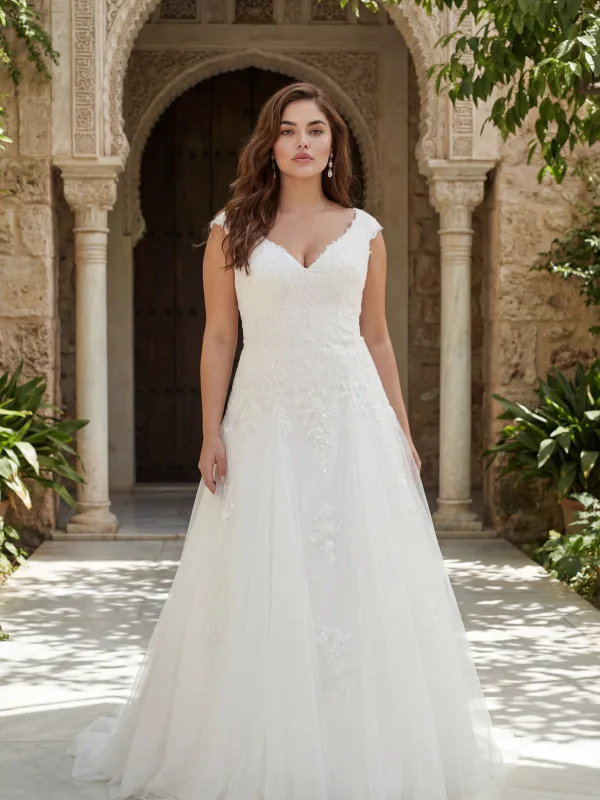 Robe de mariée évasée A-line Calea – A-line en dentelle – Maison Preciosa, boutique mariage à Dax (Landes)