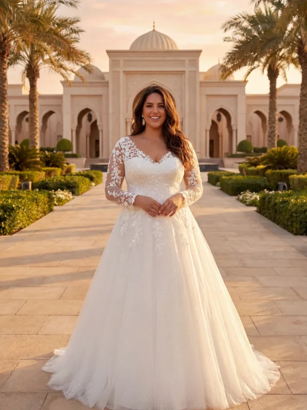 Robe de mariée princesse Celindra – princesse à manches dentelle – Maison Preciosa, boutique mariage à Dax (Landes)