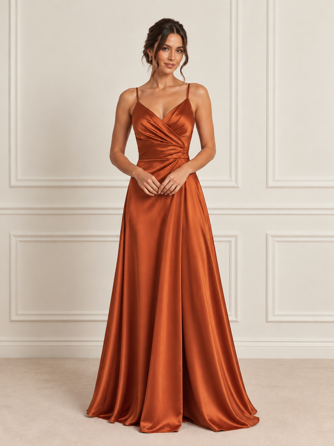 Robe de soirée à Dax 11 Robe de cérémonie satinée terracotta à Dax