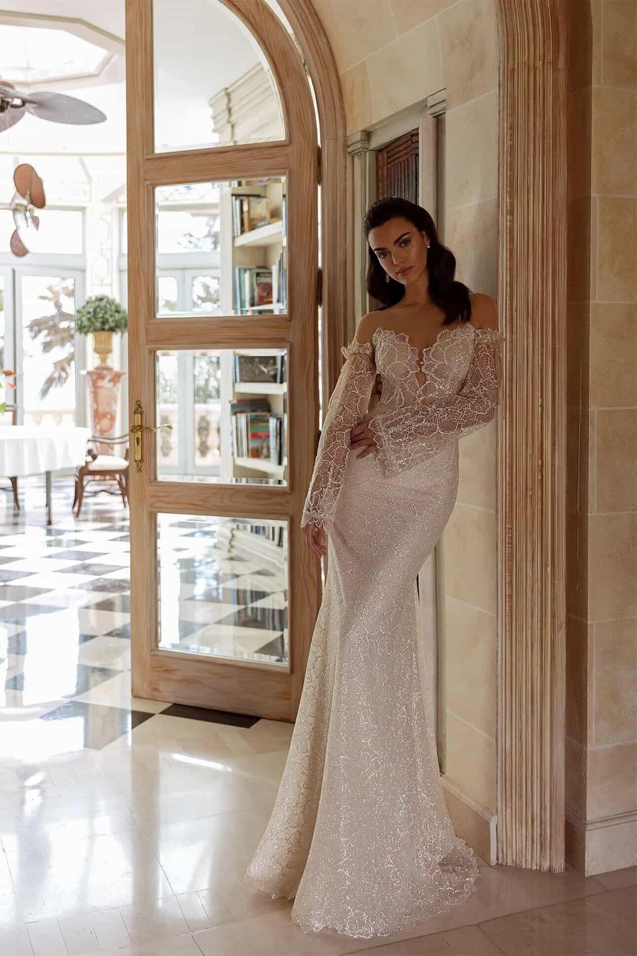Robe de mariée Amsterdam – sirène pailletée & surjupe amovible 2 Robe de mariée Amsterdam sans surjupe, coupe sirène – Maison Preciosa Dax