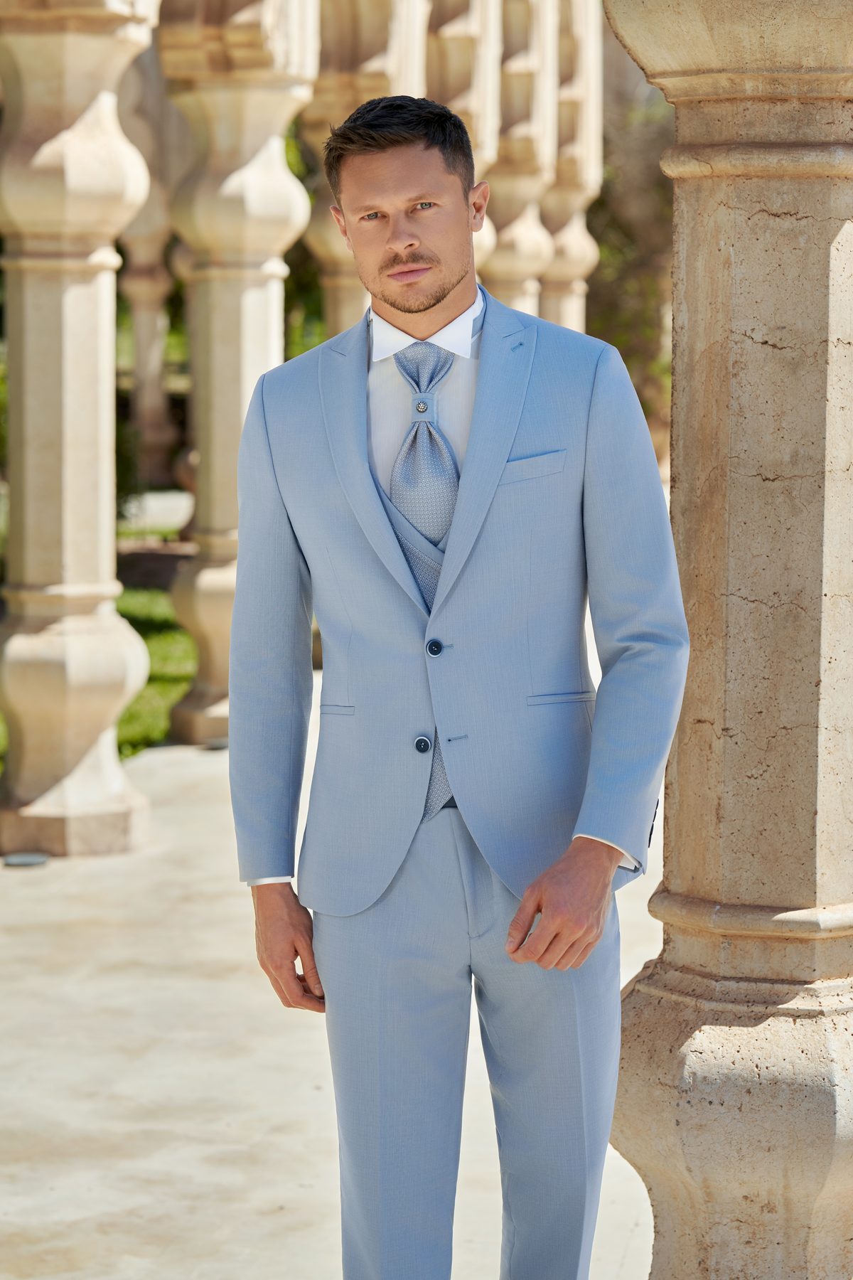 Costume de mariage homme bleu ciel Séoul 1 Costume homme bleu ciel Séoul mariage – Maison Preciosa Dax